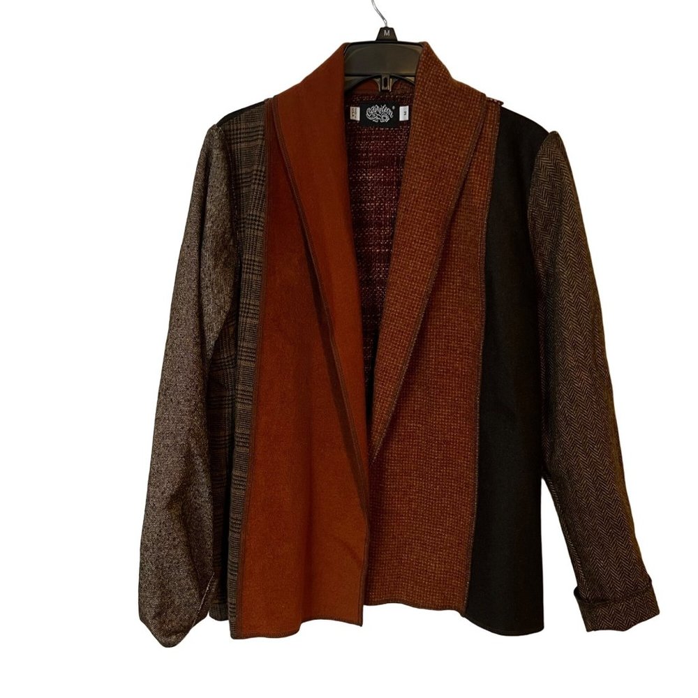 Cameleon Open Blazer Wool Blend Womens Medium Multicolor USA Made VINTAGE